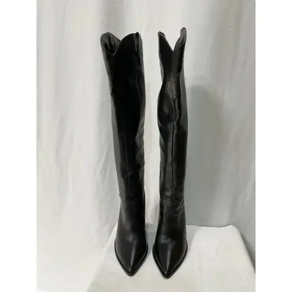 Raye 'Inferno' Black Leather Heeled Boot Size 5.5 - Picture 2 of 5